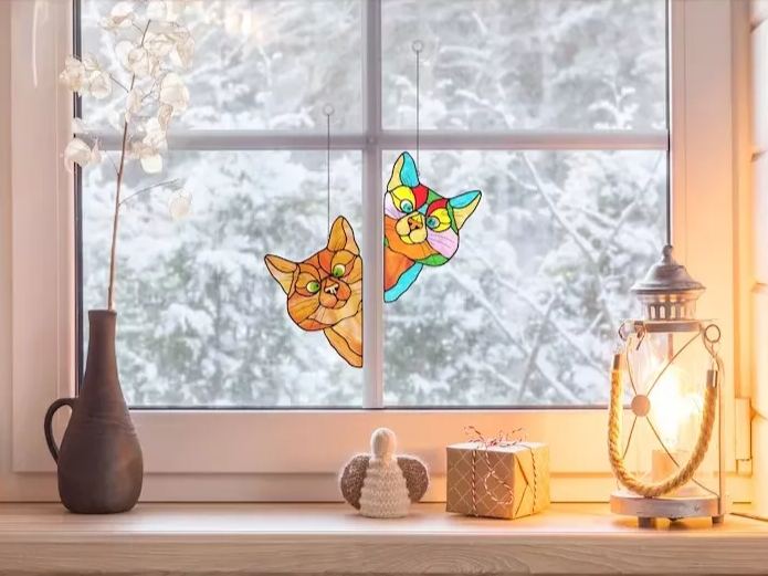 🎉LAST DAY -70%OFF - 🔥Handmade Stain Cat Suncatcher For Window🌙⚡Buy 3 Get Free Shipping