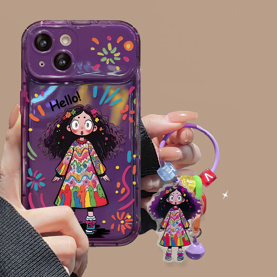 (🔥Last Day Promotion 50% OFF) Creative Graffiti Cute Girl Phone Case with Flip Mirror for iPhone - Buy 2 Free Shipping