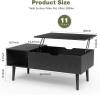 OLIXIS Modern Lift Top Coffee Table Wooden Furniture with Storage Shelf and Hidden Compartment for Living Room Office, Black