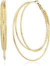 Guess Smooth and Textured Wire Gold Hoop Earrings