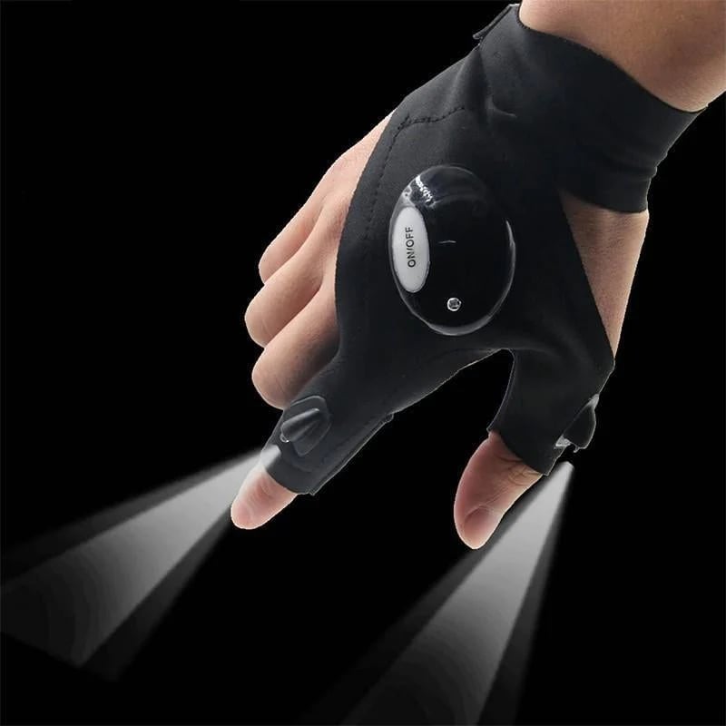 🔥🔥Wasserdichte Handschuhe mit LED-Taschenlampe - Praktische, langlebige, fingerlose Handschuhe