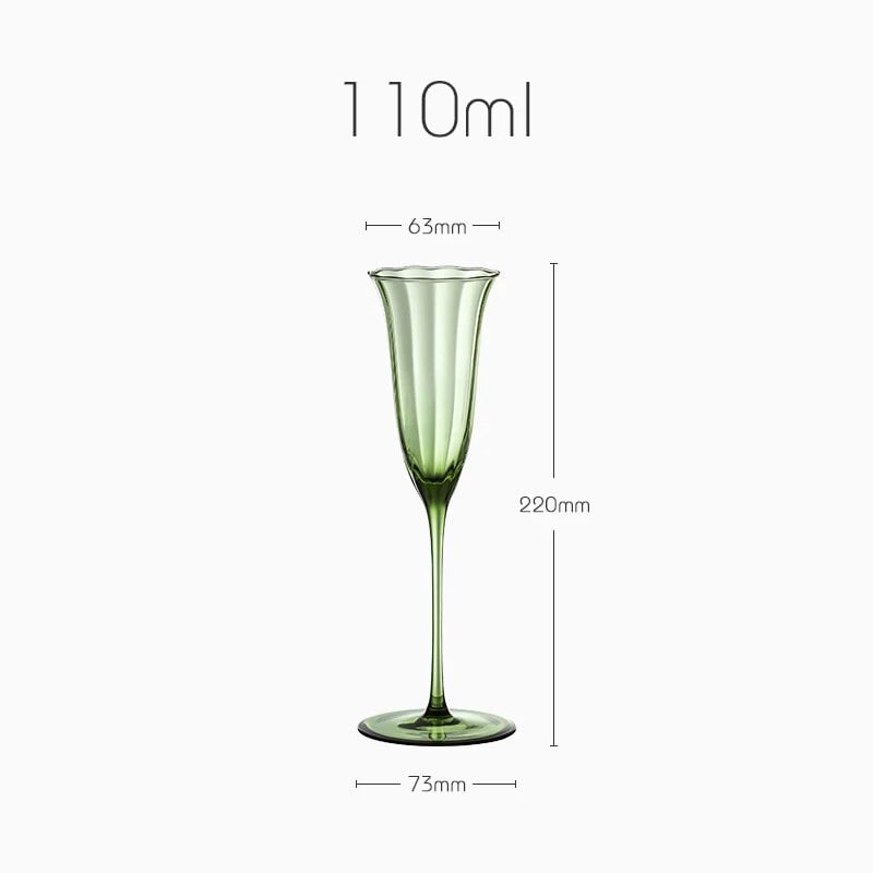 Vintage Green Flower Wine Glasses