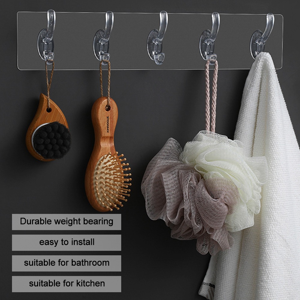 (💗Mother's Day Sale-40% OFF) 6 Row Transparent Wall Hooks-BUY 3 GET 1 FREE