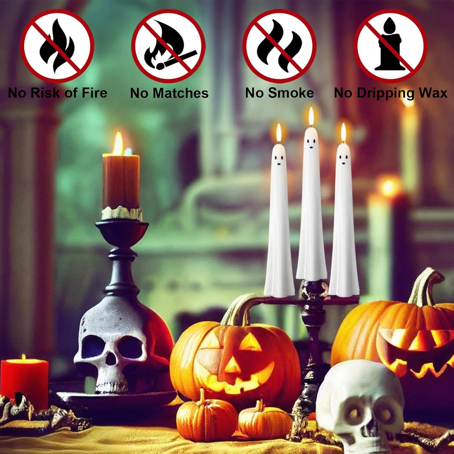 🔥Last Day Promotion 50% OFF🔥Ghost Flameless Taper Candles with Remote