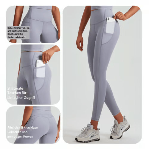 🏆️Letzter Tag 49% Rabatt🔥Formende Trainings-Leggings mit hoher Taille und Bauchkontrolle, Seitentaschen