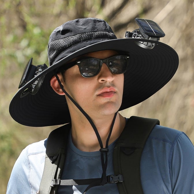 🔥Father's Day Sale 49% OFF - Wide Brim Solar Fan Outdoor Fishing Hat-Solar & USB Charging