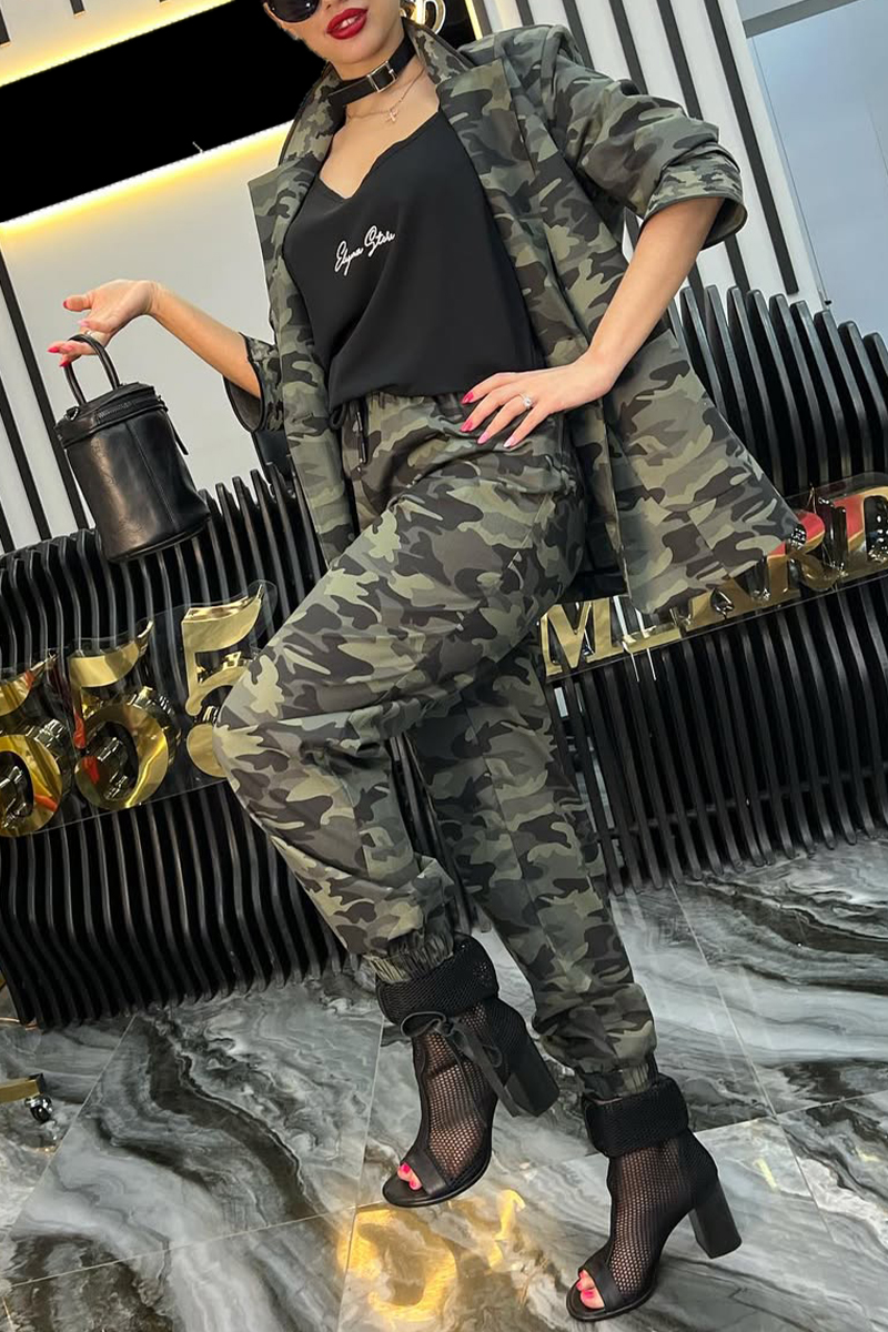 Women's Lapel Camouflage Casual Suit