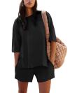 🔥Women's Casual Solid Color Suit with Slit Top and Shorts