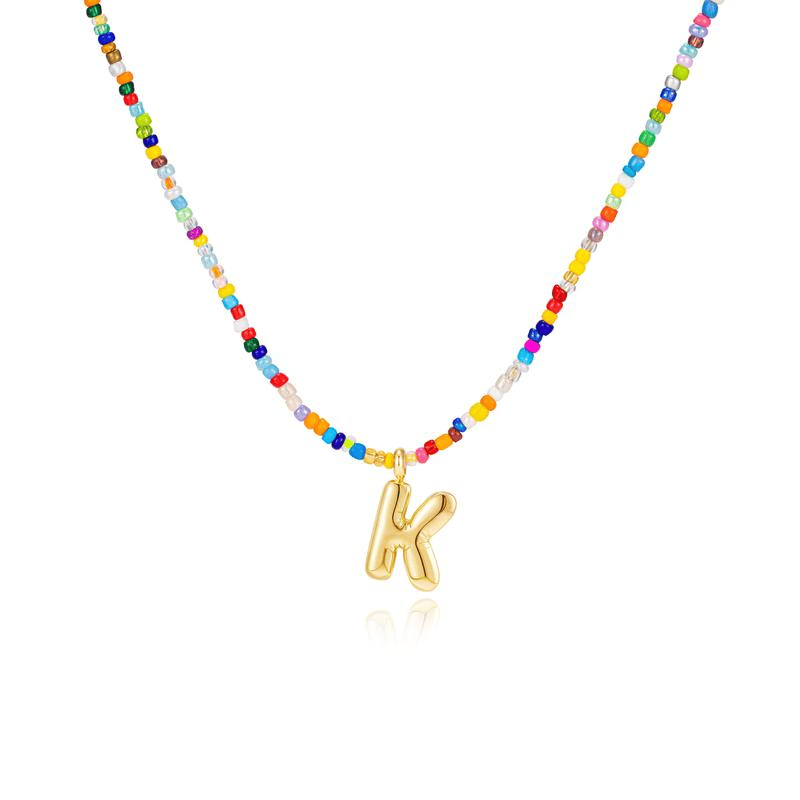 🌈 Letter Beaded Necklace for Women🔤A-Z