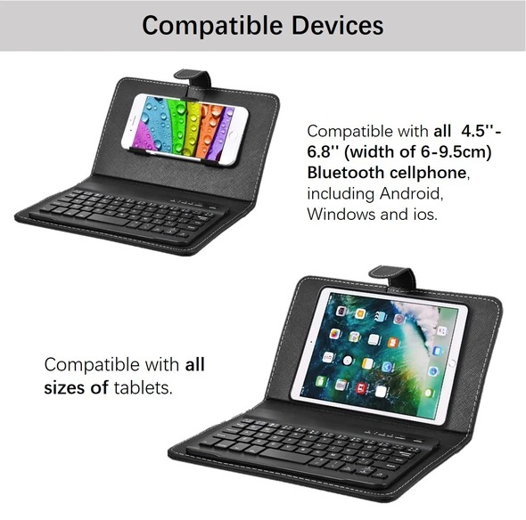 Wireless Bluetooth Keyboard With PU Leather Case Cover