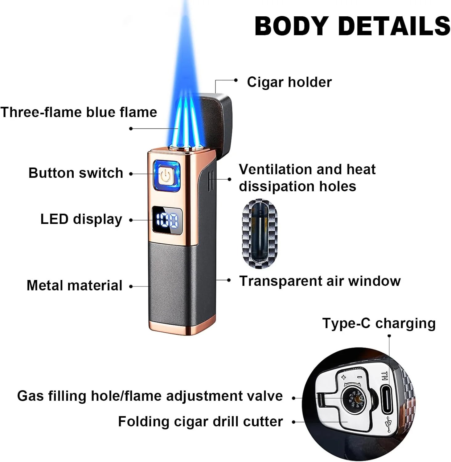 Windproof Jet Flame Portable Lighter