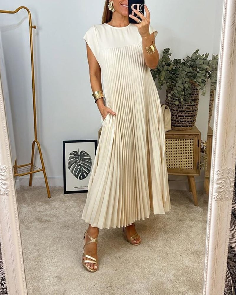 🔥Last Day Promotion 70% OFF🔥Pleated Simple Solid Color Dress