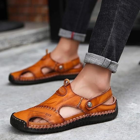 🔥Last Day Promotion - Save 70%🎄Soft Leather Men's Breathable Outdoor Sandals