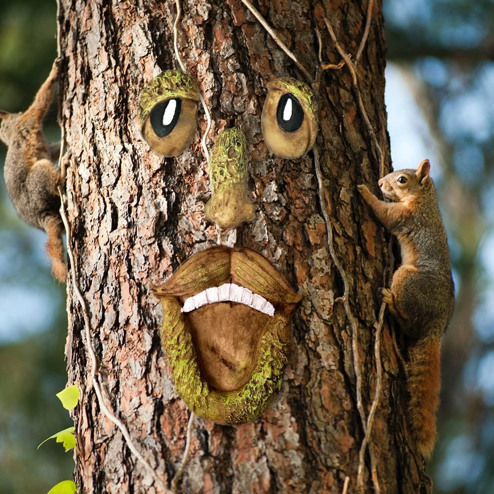 🌳Bark Ghost Faces Decorate Fun Yard Art