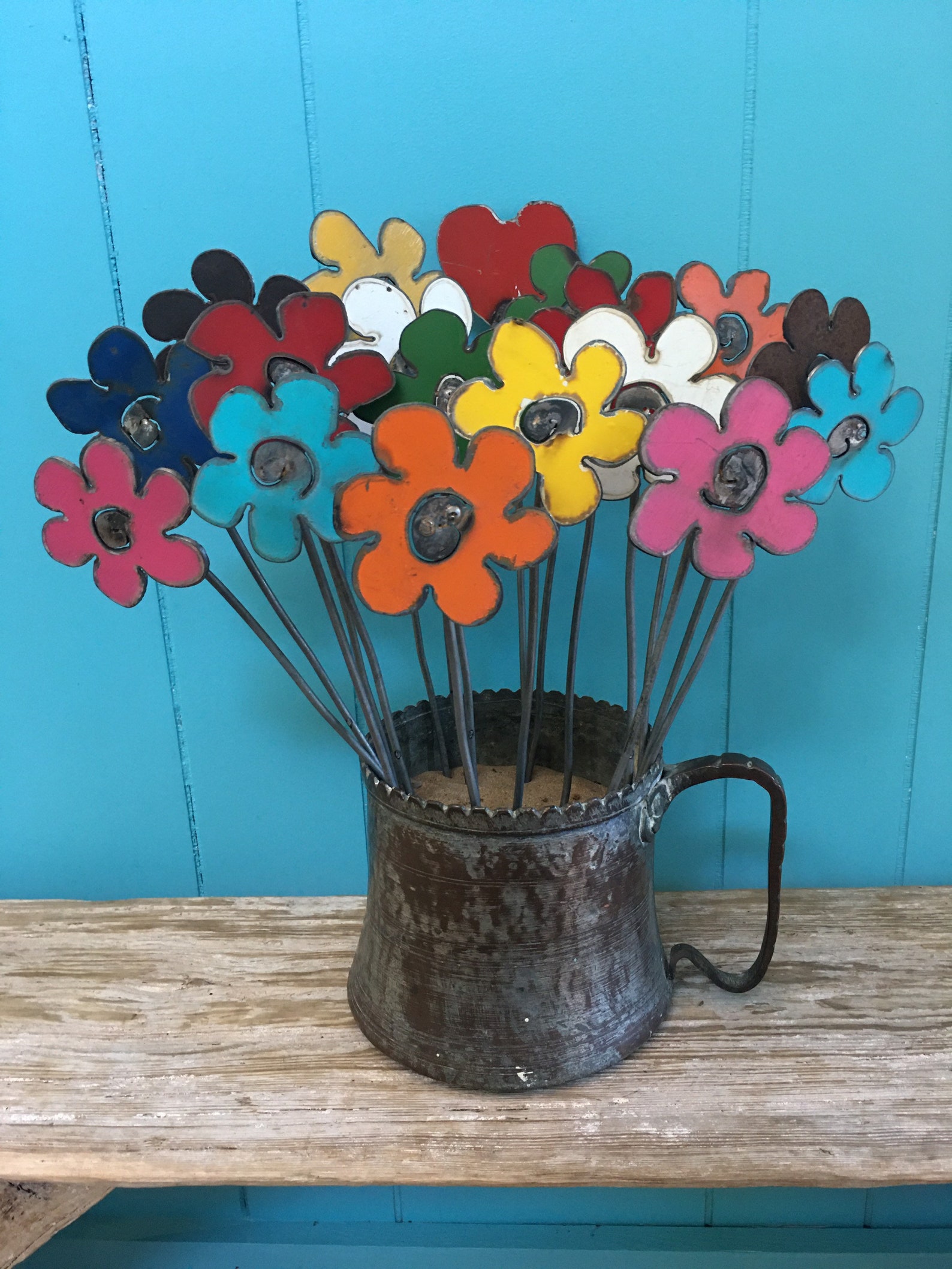 🔥Rustic Repurposed Metal Flowers ，Handcrafted Decorative Garden Art