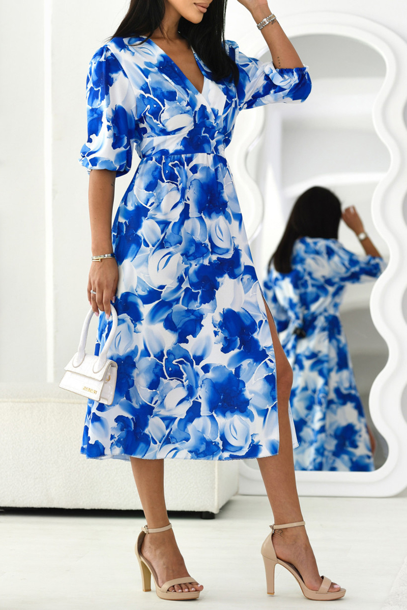 Women's V-neck Waist Floral Dress