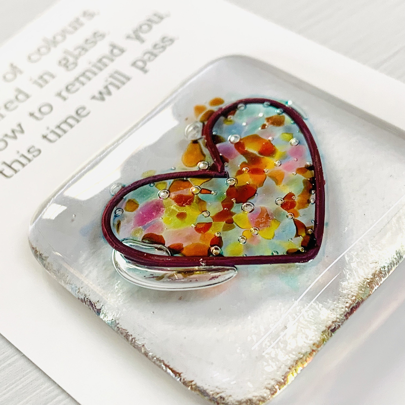 (🌲Early Christmas Sale- 49% OFF) Rainbow Fused Glass Heart Pocket Hug Token