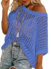 🎁2025 New Hot Sale 70% OFF🎉Womens Summer Scoop Neck Short Sleeve Sweater Casual Crochet Hollow Out Knit Tops Pullover Shirts Beach Coverup