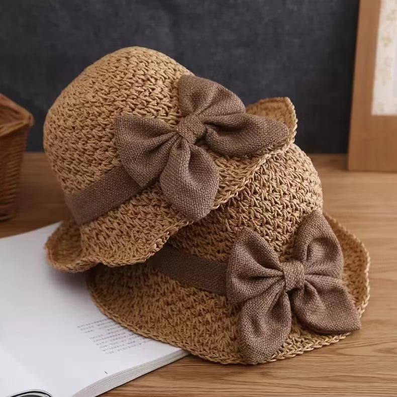 Elegant Crochet Straw Hat with Ruffle Detail