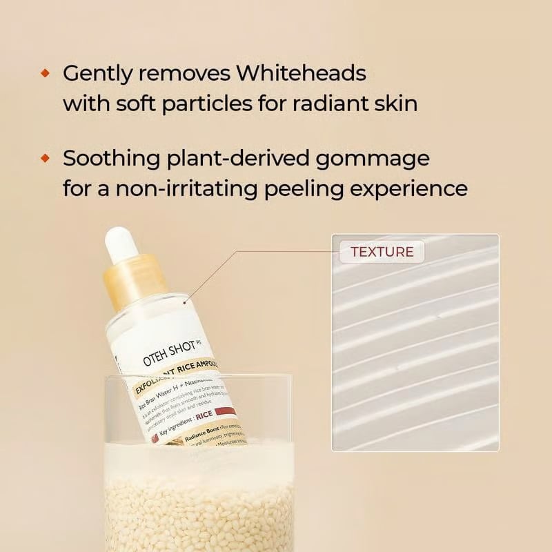 💥OTEH Shot Glow Rice Ampoule Duo - Serums for Brightening, Exfoliating, and Moisturizing🌾