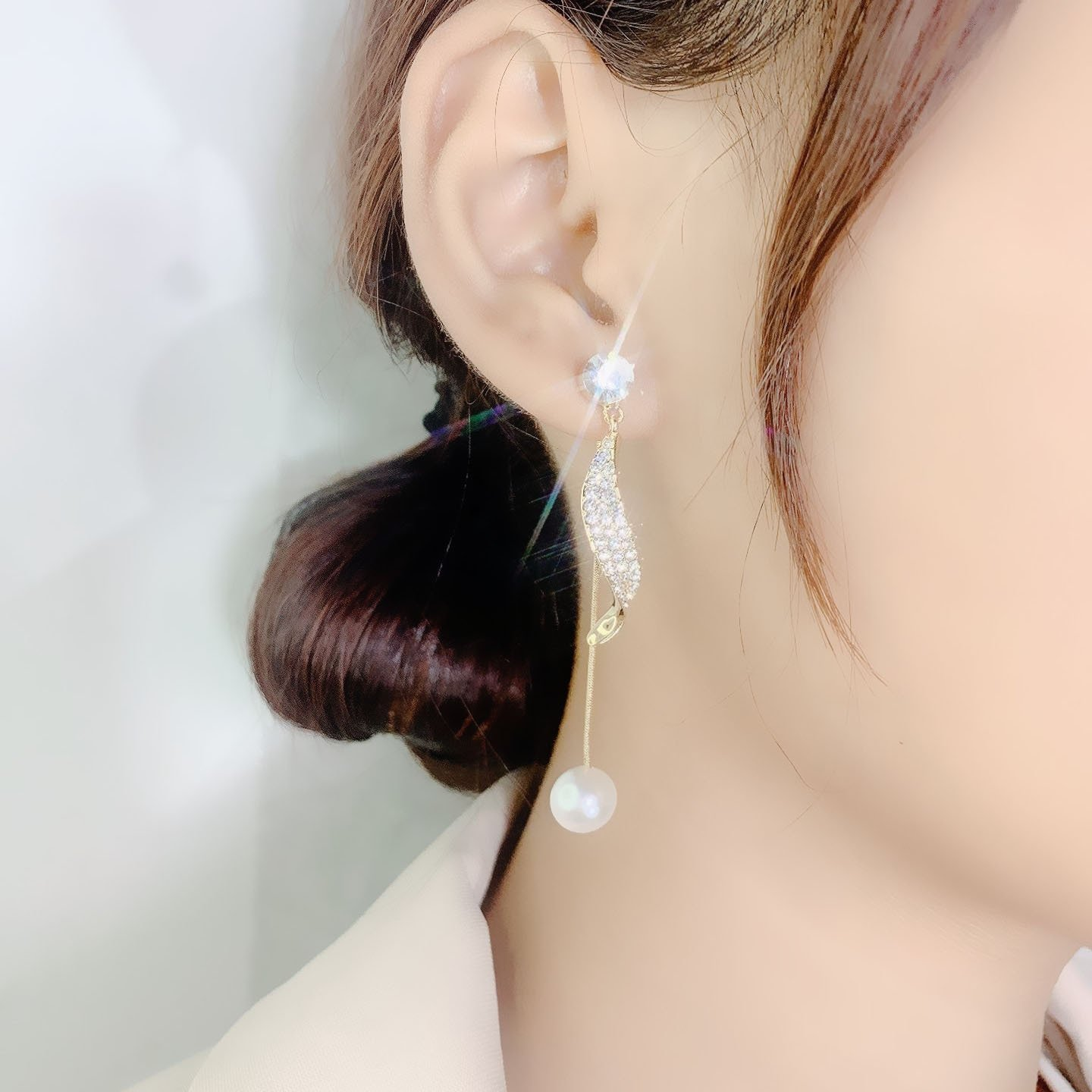 Silver Temperament Wings Pearl Earrings