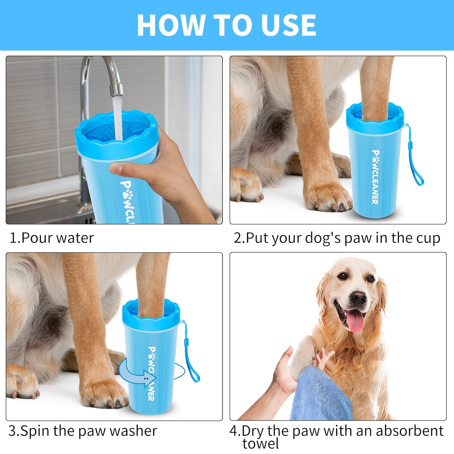 Dog Paw Cleaner, Washer, Buddy Muddy Pet Foot Cleaner for Small Medium Large Breed Dogs/Cats (with 3 absorbent towel)