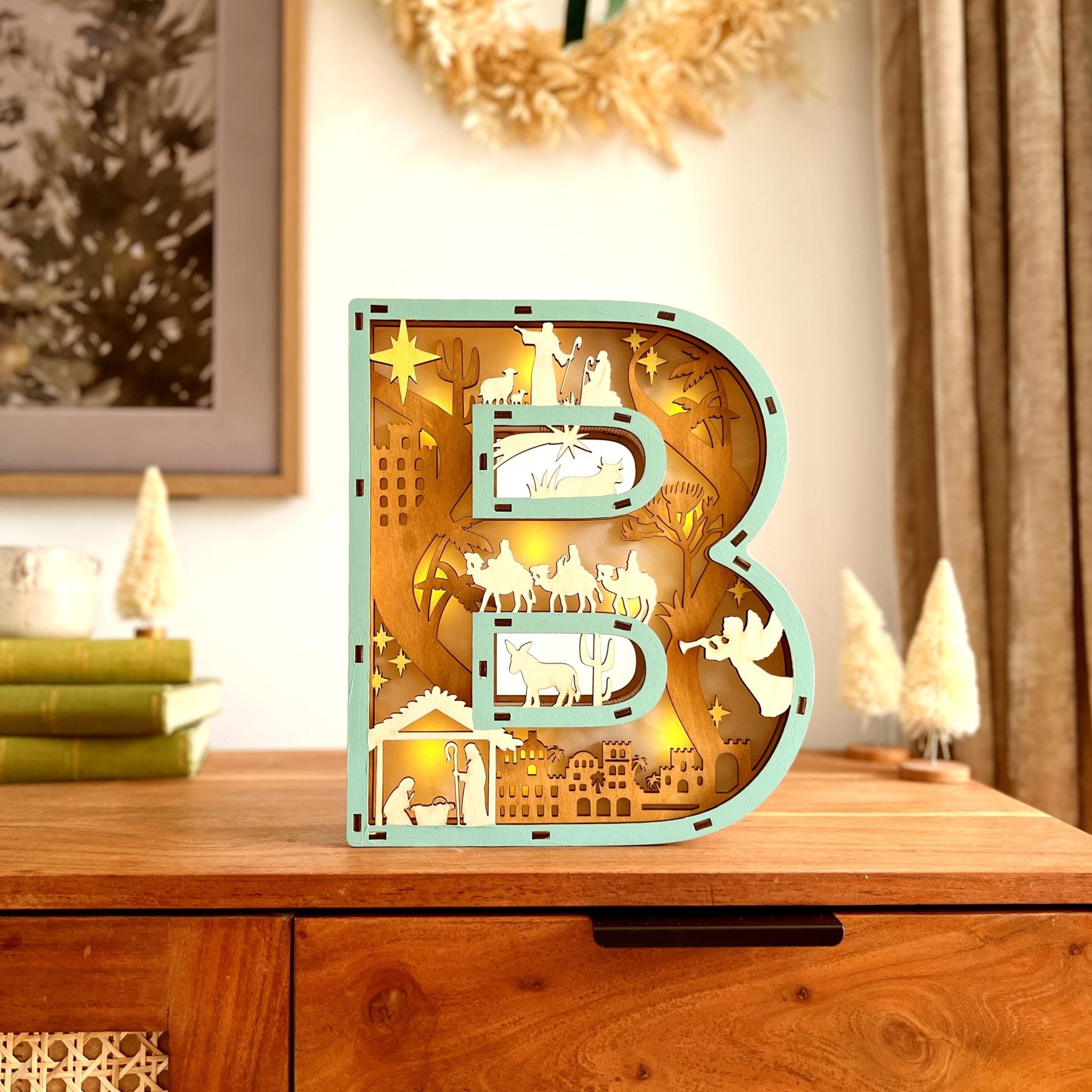 3D Nativity Monogram Ornament With Light