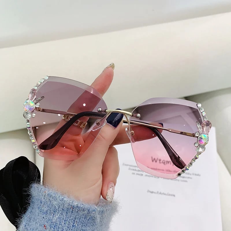 🔥Last Day Sale - 75% OFF - 2023 Woman Rimless Diamond Sunglasses，BUY 2 FREE SHIPPING