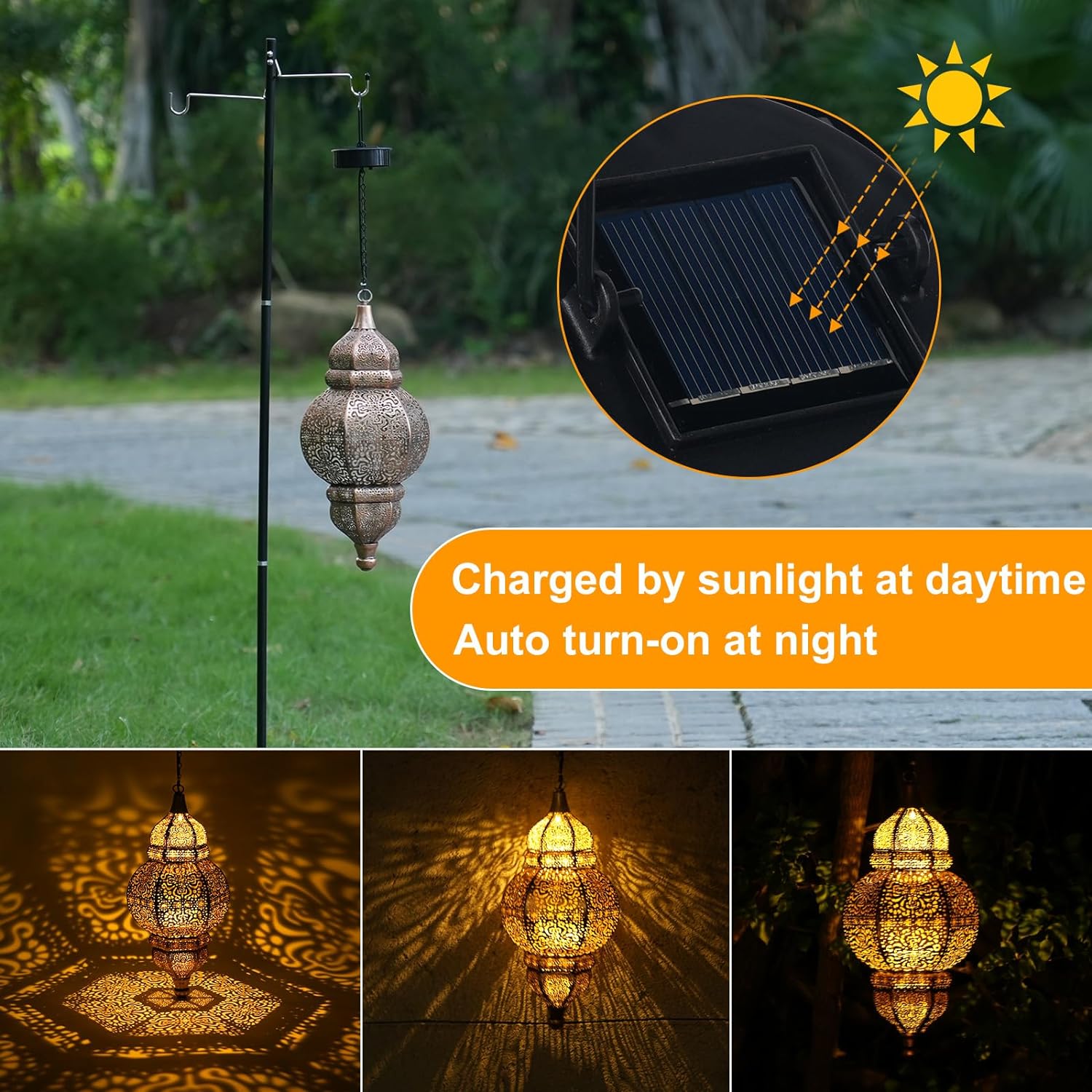 Hanging Solar Moroccan Lantern Outdoor Decoration