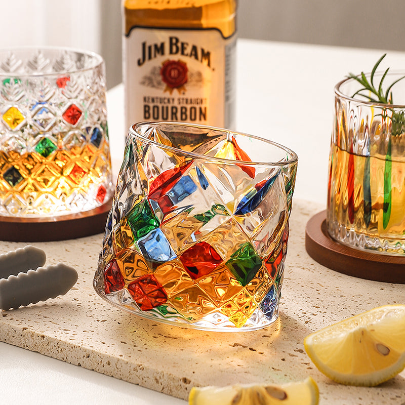 Italian Diamond Art Rocking Whiskey Glass