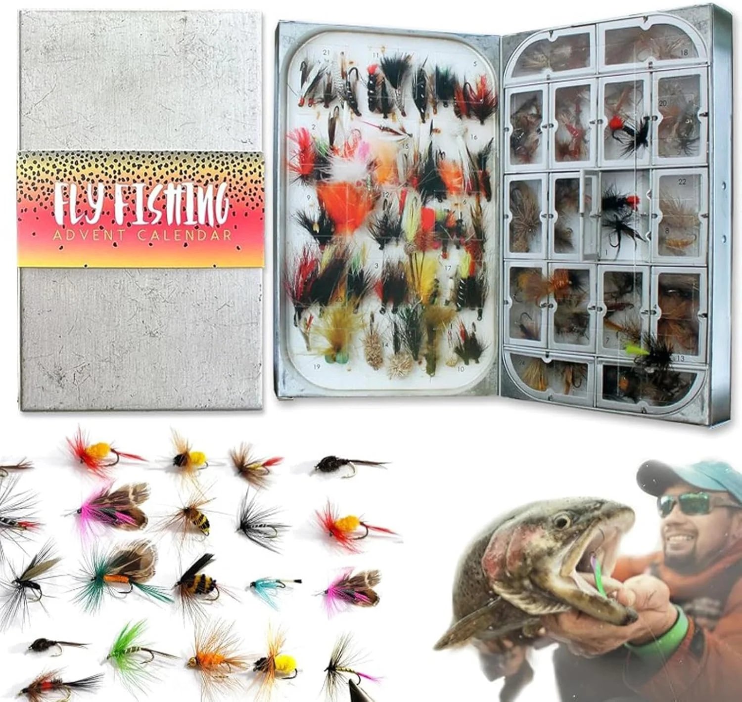 🎁TikTok Last Day Sale - 70% OFF🎣Fly Fishing Advent Calendar – Handmade Flies + Waterproof Fly Box