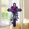 ✝️💜Purple Rose Cross Suncatcher Hanging Decor