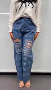Women's Printed Rhinestone Hollow Casual Jeans