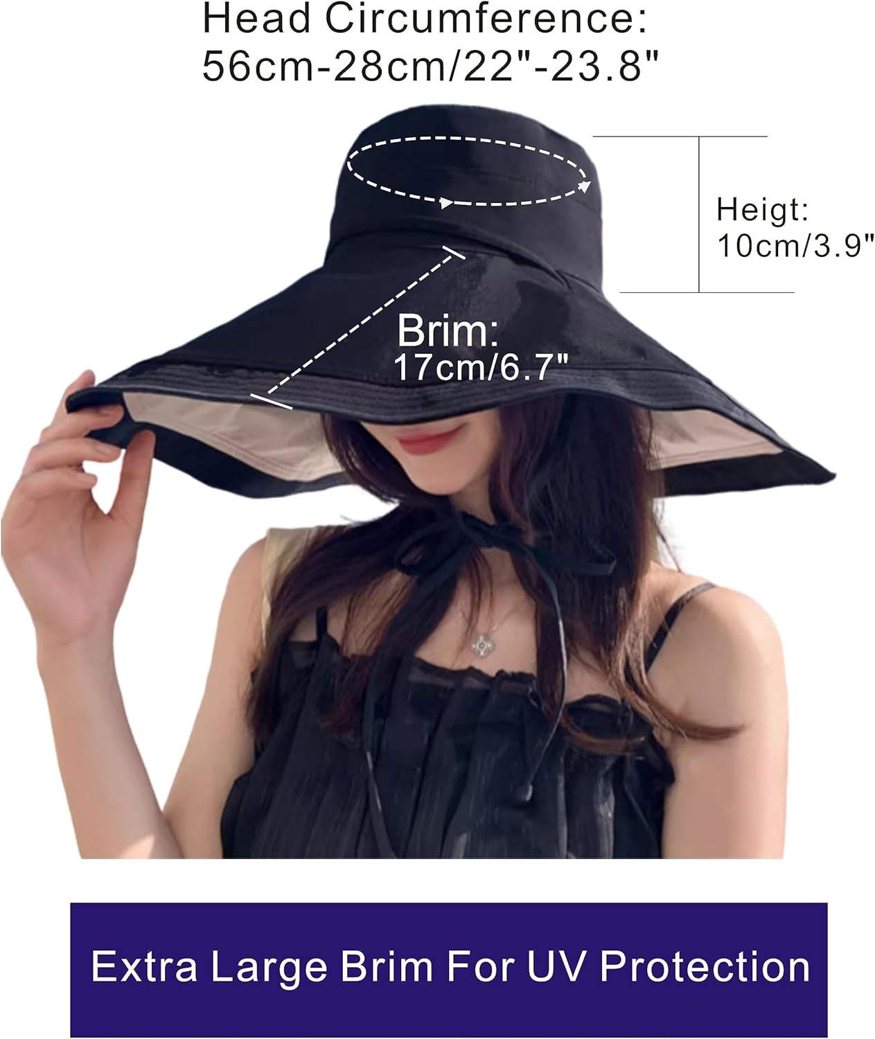 Packable Large Brim Sun Hat for Women - 6.7