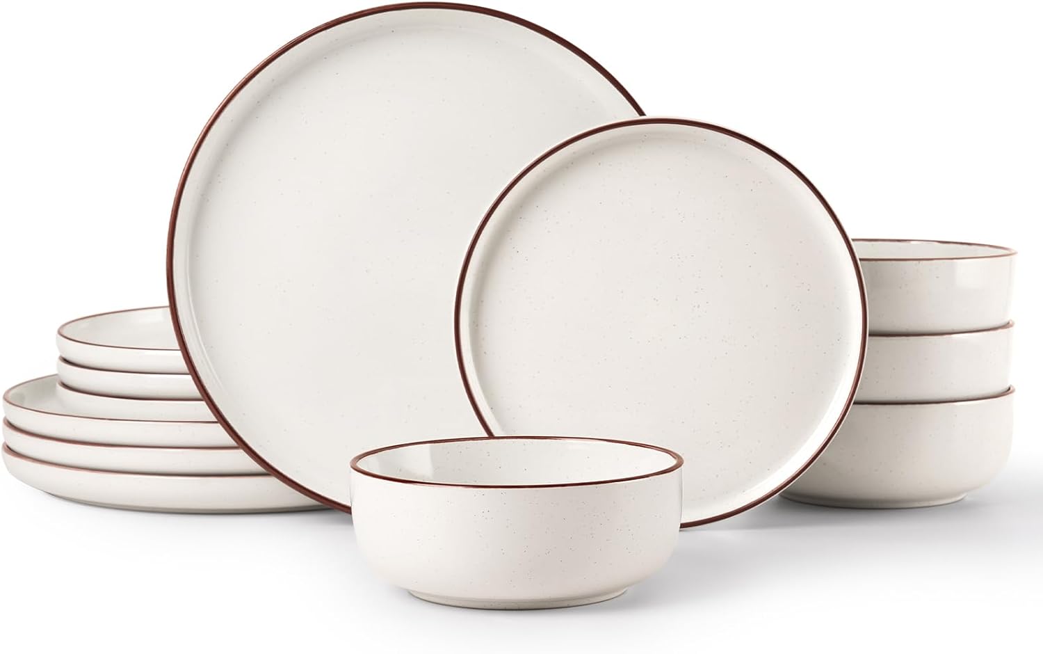 Famiware Mercury Plates and Bowls Sets, 12 Pieces Stoneware Dinnerware Sets, Dishes Set for 4, Microwave and Dishwasher Safe, Multi-color