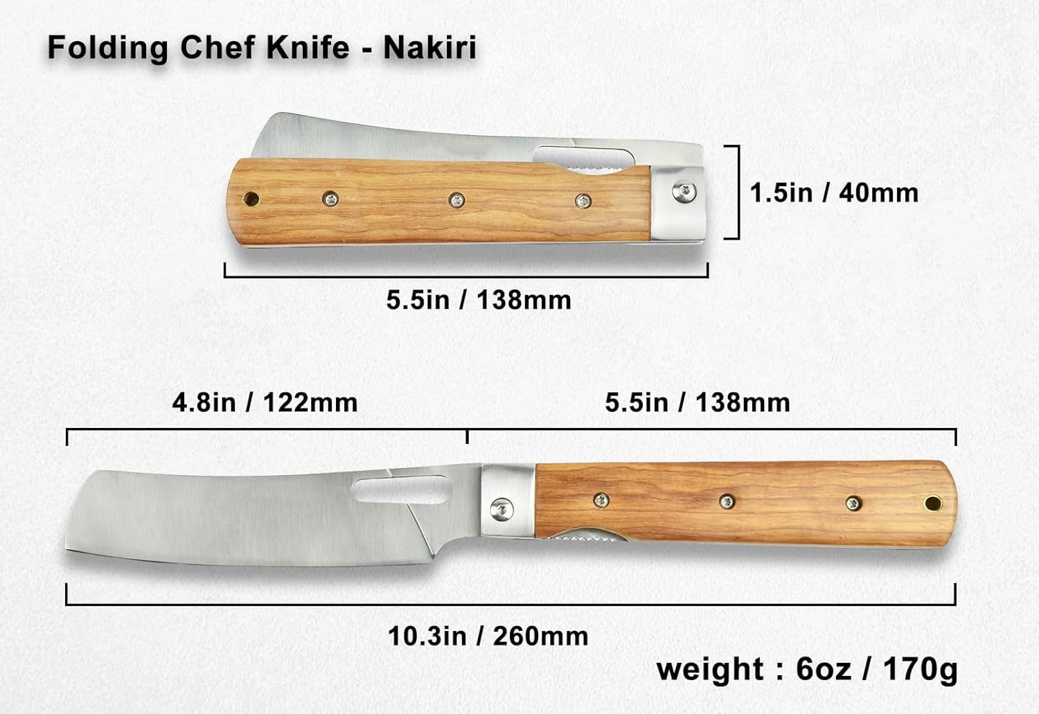 Portable Usuba Japan Traditional Kitchen Chef Knife Outdoor Cooking Camping EDC