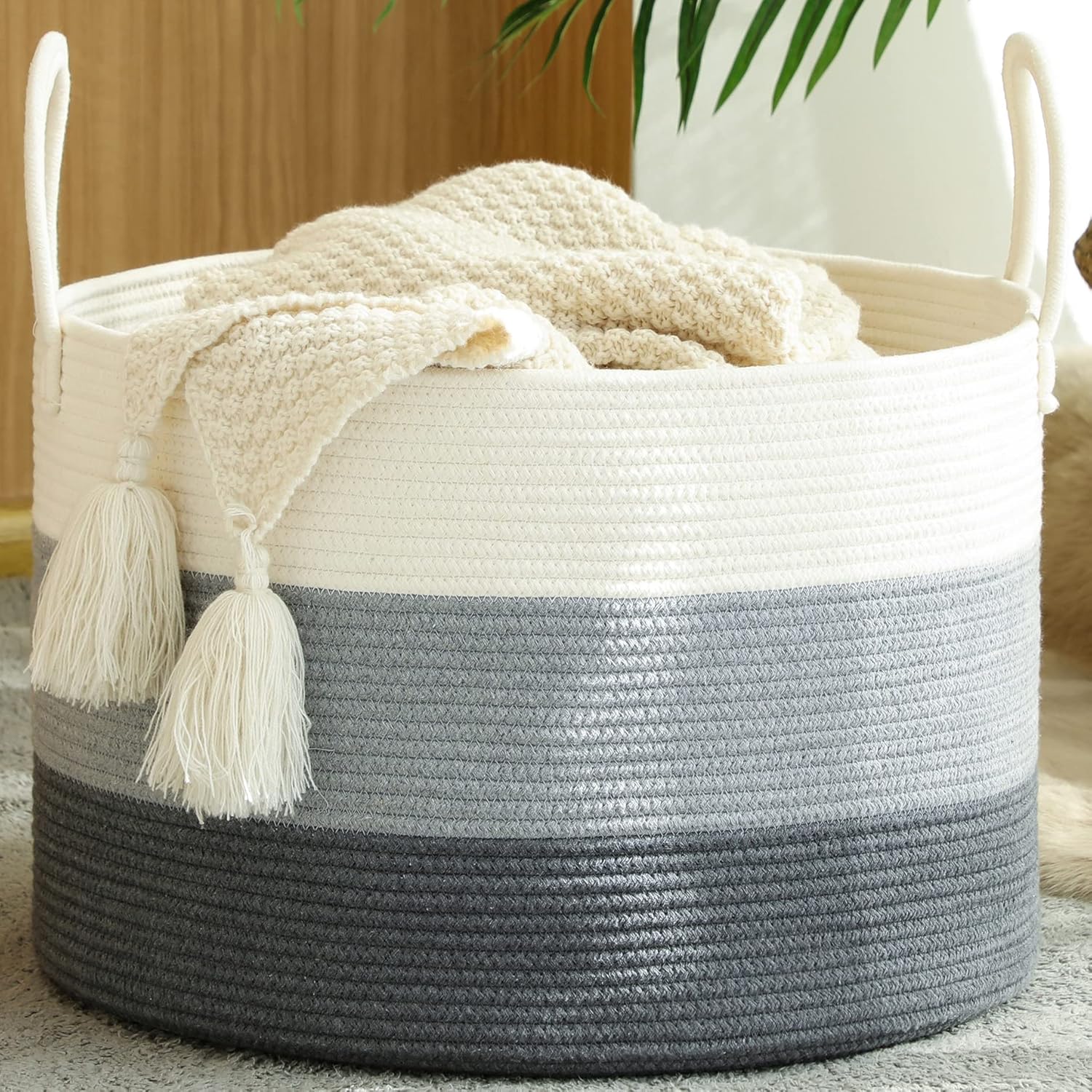 KAKAMAY Large Blanket Basket (20