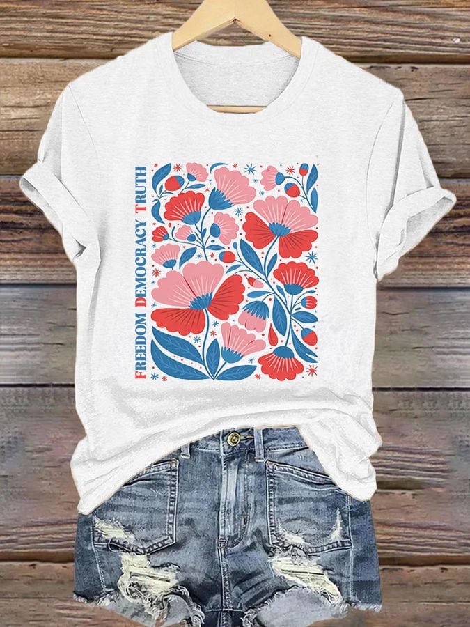 Women's casual FDT freedom democracy truth T-shirt
