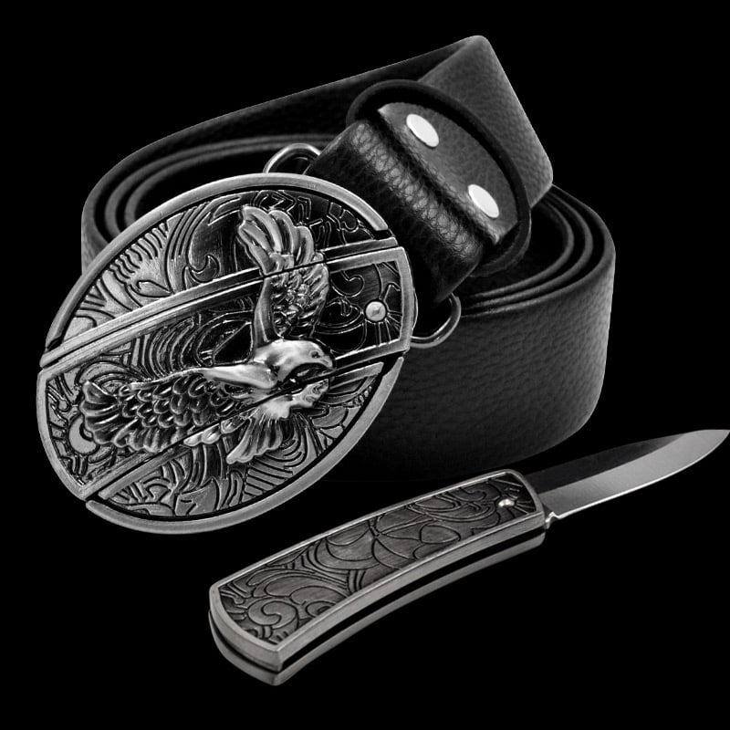 (🔥Last Day Promotion- SAVE 48% OFF)Fashion Punk Men's Genuine Leather Belt With Knife-Buy 2 Free Shipping