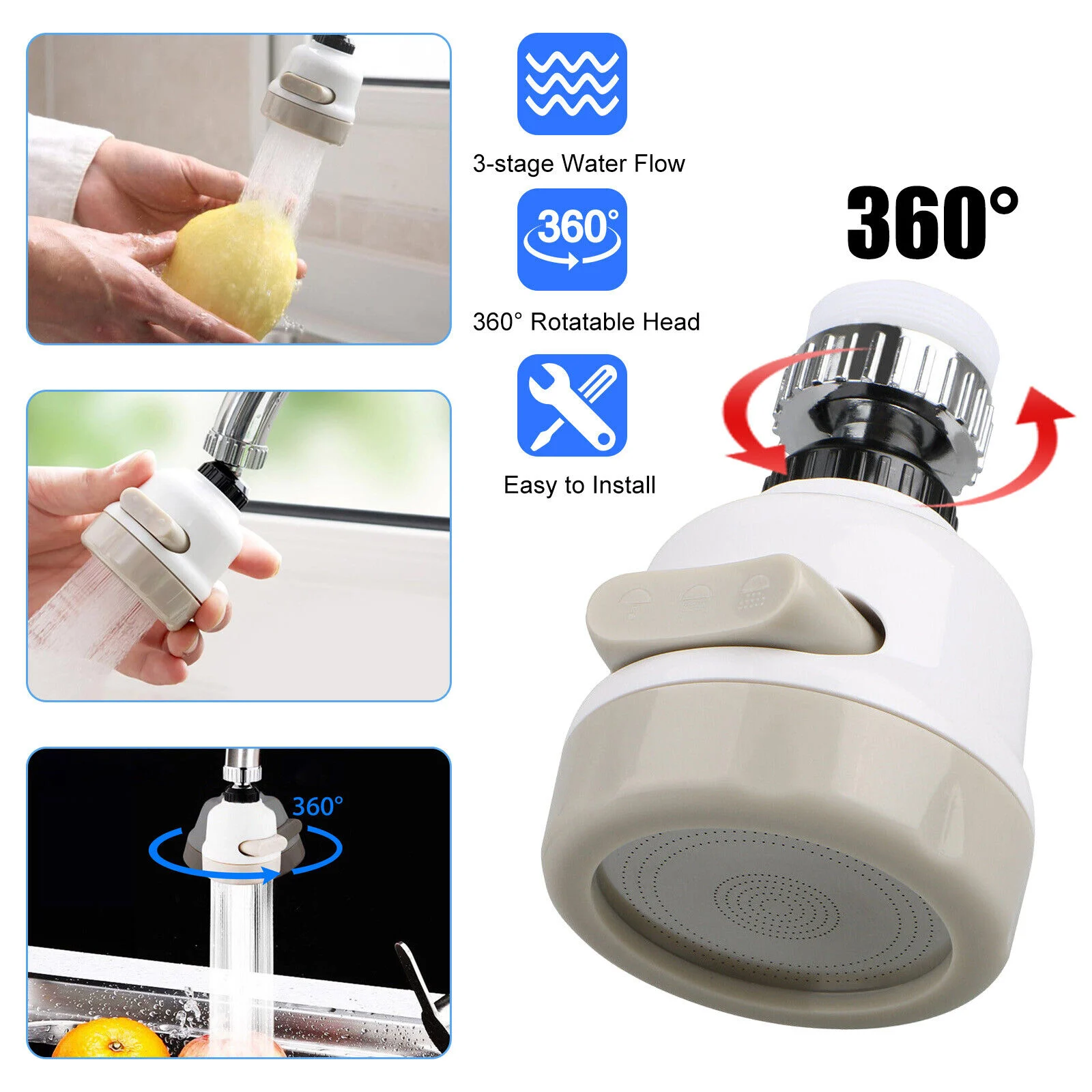 (🔥HOT SALE 50% OFF) Super Water Saving 360° Rotate Kitchen Tap - Buy 3 Get 2 Free & Free Shipping