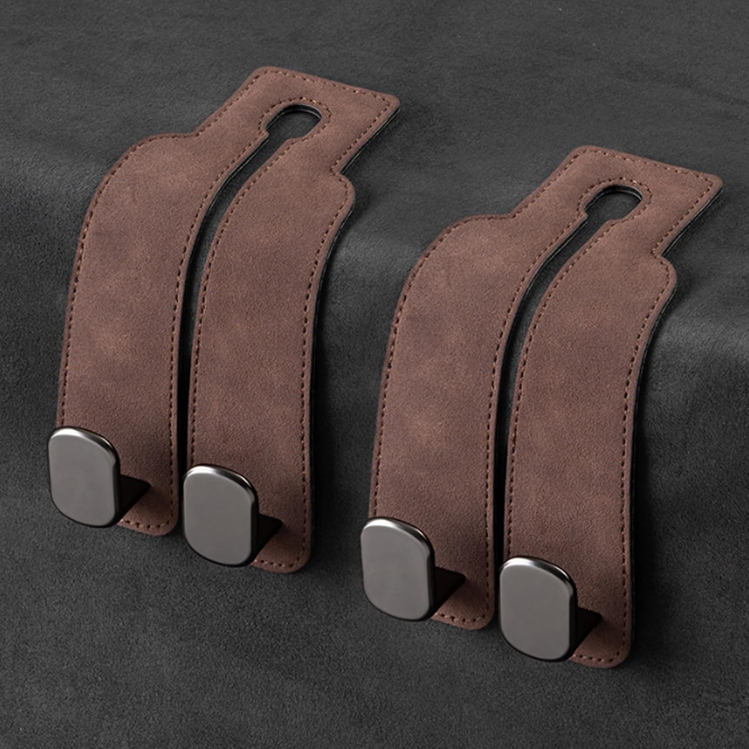 TwinHook Leather Car Headrest Hangers