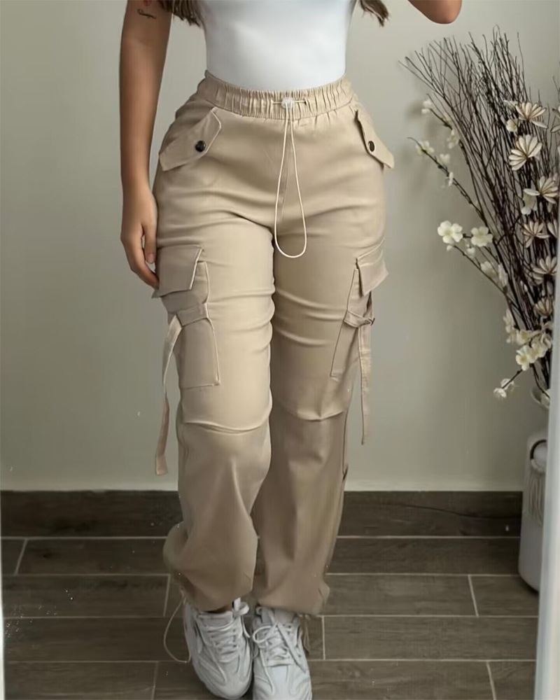 (🎉Last Day Promotion 50% OFF) Side Pockets Drawstring Waist Cropped Cargo Pants - Buy 2 Free Shipping