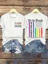 V-Neck Retro We The People No Kings In America Print T-Shirt