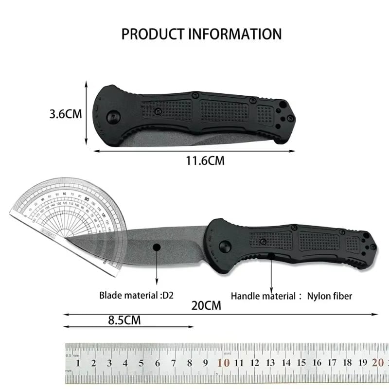 ⚔ Tactical Folding Knife – CPM-D2 Blade, Nylon Fiber Handle