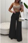 Women's Sexy Sequined Hollow Irregular Tank Top & Casual Wide Leg Pants