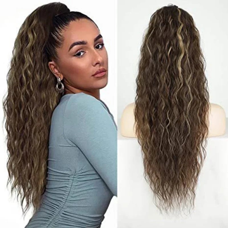 🎁Letzter Tag 49 % Rabatt🔥76cm gewellte, krauses Haarverlängerung mit Pferdeschwanz