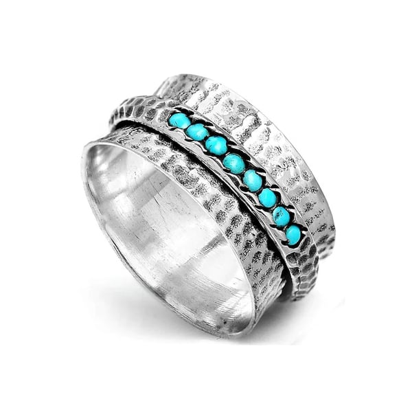 🔥 Last Day Promotion 75% OFF🎁Turquoise Spinner Silver Ring