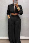 Women's Chic Kink Long Sleeve Top And Pants Suit