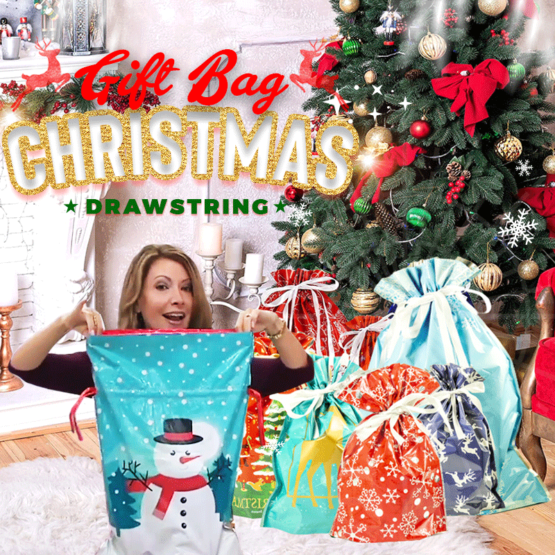 One-Tug Bags Christmas Drawstring Gift Bag Set