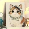 DIY Oil Painting Scarf Kitten Series（Solid wood frame）